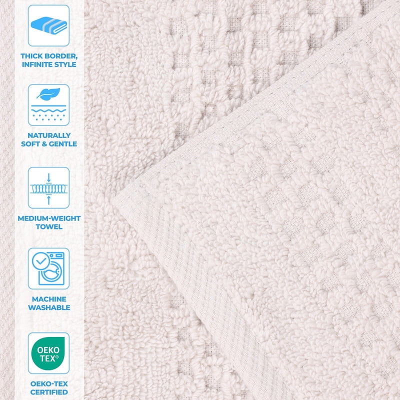 Superior Playa Zero Twist Cotton Solid Waffle Textured 8 Piece Towel Set, Silver