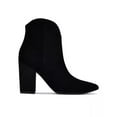 thumbnail image 4 of Nine West Ghost Black1 Leather Pointed Toe Block Heel V-Shaped Cutout Ankle Boot (Black Suede, 12), 4 of 6