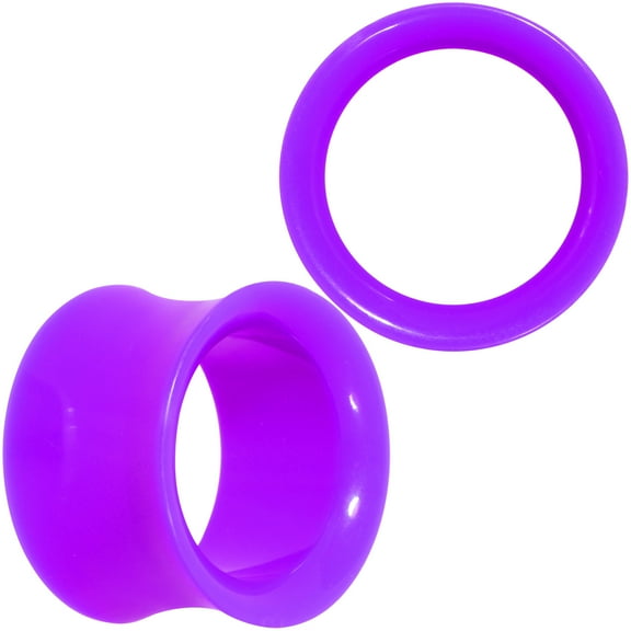Body Candy Womens 11/16" 2Pc Purple UV Acrylic Saddle Plugs Double Flare Plug Tunnel Ear Plug Gauges 18mm