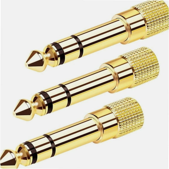 Headphone Jack Adapter, 6.35mm 1/4Inch Male to 3.5mm 1/8 Inch Female Jack Headphone Audio Stereo Jack Plug Adaptor Converter Gold Plated-3 Pack