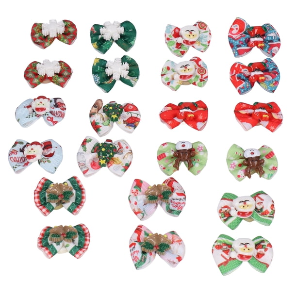 22 lazos navideños para perros, bonitos y elegantes lazos para el pelo para mascotas con banda de goma para mascotas, gatos y perros
