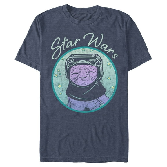 Men's Star Wars: The Rise of Skywalker Babu Frik Pastel Stars  Graphic Tee Navy Blue Heather Medium