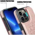 thumbnail image 4 of iPhone 13 Pro Case with Card Holder Heavy Duty Protective Durable Leather RFID Blocking Shockproof Slim Credit Card Slot Wallet Case for iPhone 13 Pro for Women&Girls(Rose Floral), 4 of 14