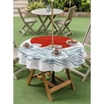 thumbnail image 4 of Outdoor Tablecloth with Umbrella Hole for Patio/Picnic/Party/Camping, Red Sun Rise Waterproof Table Cloth Round Cover Washable, Ocean Waves Coastal Abstract Art (Dia 54"), 4 of 8