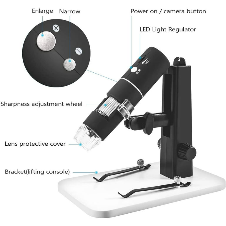 Microscopio Digitale, ROTEK WiFi USB Microscopio Fotocamera 1000x Zoom  1080P HD con Professionale per Ascensore, Regalo per Mini Microscopio per