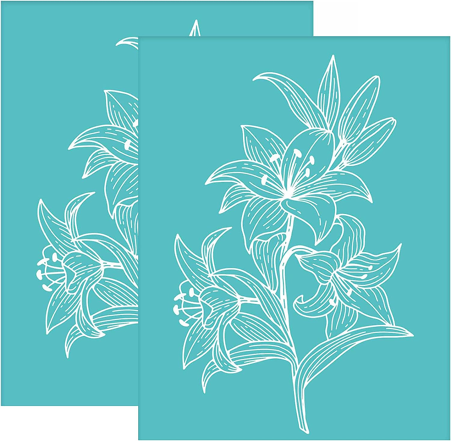 2pcs Silk Screen Printing Stencils Lily Flower Silkscreen Stencil Self