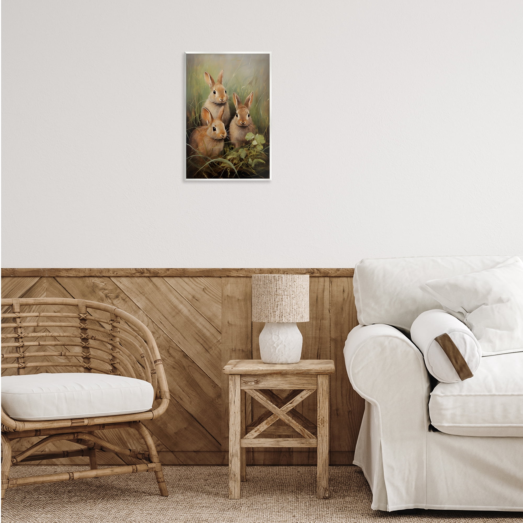 Stupell Industries Baby Bunny Trio Animals & Insects Painting Unframed Art Print Wall Art, 13 x 19