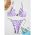 thumbnail image 2 of Zaful for Women Tiny Floral O Ring High Leg Bikini Swimwear Light Purple S, 2 of 5