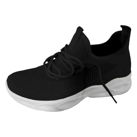 QYZEU Gym Sneakers for Women Womens Shoes Casual Ladies Casual Solid Colour Breathable Mesh Lightweight Large Size Casual Shoes Walking Shoes Casual Shoes Black 37