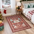 thumbnail image 3 of Moynesa 3'x5' Christmas Rug, Washable Indoor Outdoor Area Rug, Soft Vintage Holiday Throw Rug for Entryway, Bedroom, Living Room with No-Slip Backing Home Decor, Red, 3 of 10
