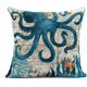 thumbnail image 2 of Juego de 4 fundas de cojín con tema del océano azul, pulpo costero náutico, hipocampo, tortuga, ballena, estilo mediterráneo, Pi decorativo Adepaton CZJJ-ZC92, 2 of 6