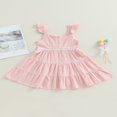 thumbnail image 4 of Enfants Bambin Fille Robe d'Été Mouche Manches de Couleur Unie à Plusieurs Niveaux Princesse Robe Swing A-Line Robe, 4 of 8