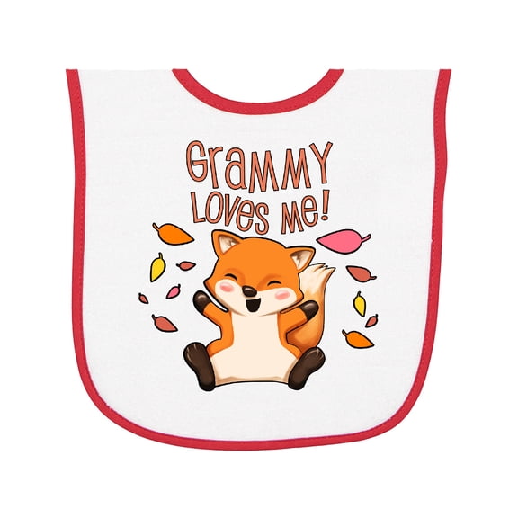 Inktastic Grammy Loves Me Cute Baby Fox Baby Terry Cloth Bib