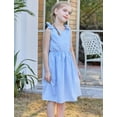 thumbnail image 6 of Aideaone Girls Dresses Sleeveless Summer Dress Bowknot Strap Stripe V Neck Sundress Blue 3-10T, 6 of 9