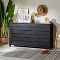 thumbnail image 4 of Pemberly Row Modern Grooved Panel 6-Drawer Wood Bedroom Dresser in Black, 4 of 13