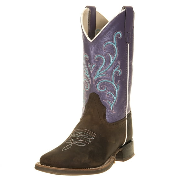 Old West Girls' Western Boot Broad Square Toe - BSY1907 6 1/2 D
