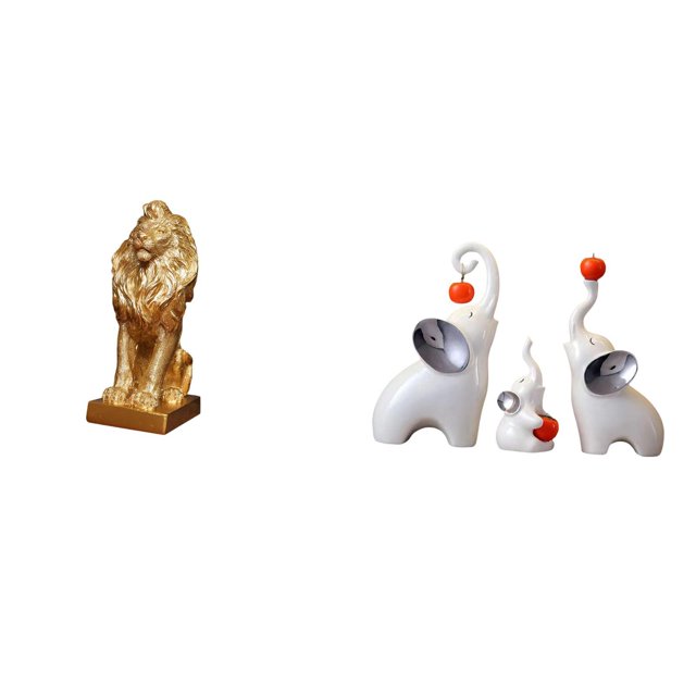 Majestuosas Esculturas De León Y Elefante, Estatuas Artísticas De Animales, Adornos De Mesa Coleccionables, Figuras Decorativas Para Oficina, Hogar, Escritorio, Sala De Estar, Dormitorio,