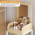 thumbnail image 4 of Makeup Organizer Cart with Vanity Mirror, Floor Skincare Organizers Make Up Organizers-Vanity Organizer Cosmetic Display Cases Holder for Skin Care Perfume Nail Polish Brush Hair Tool (White), 4 of 15