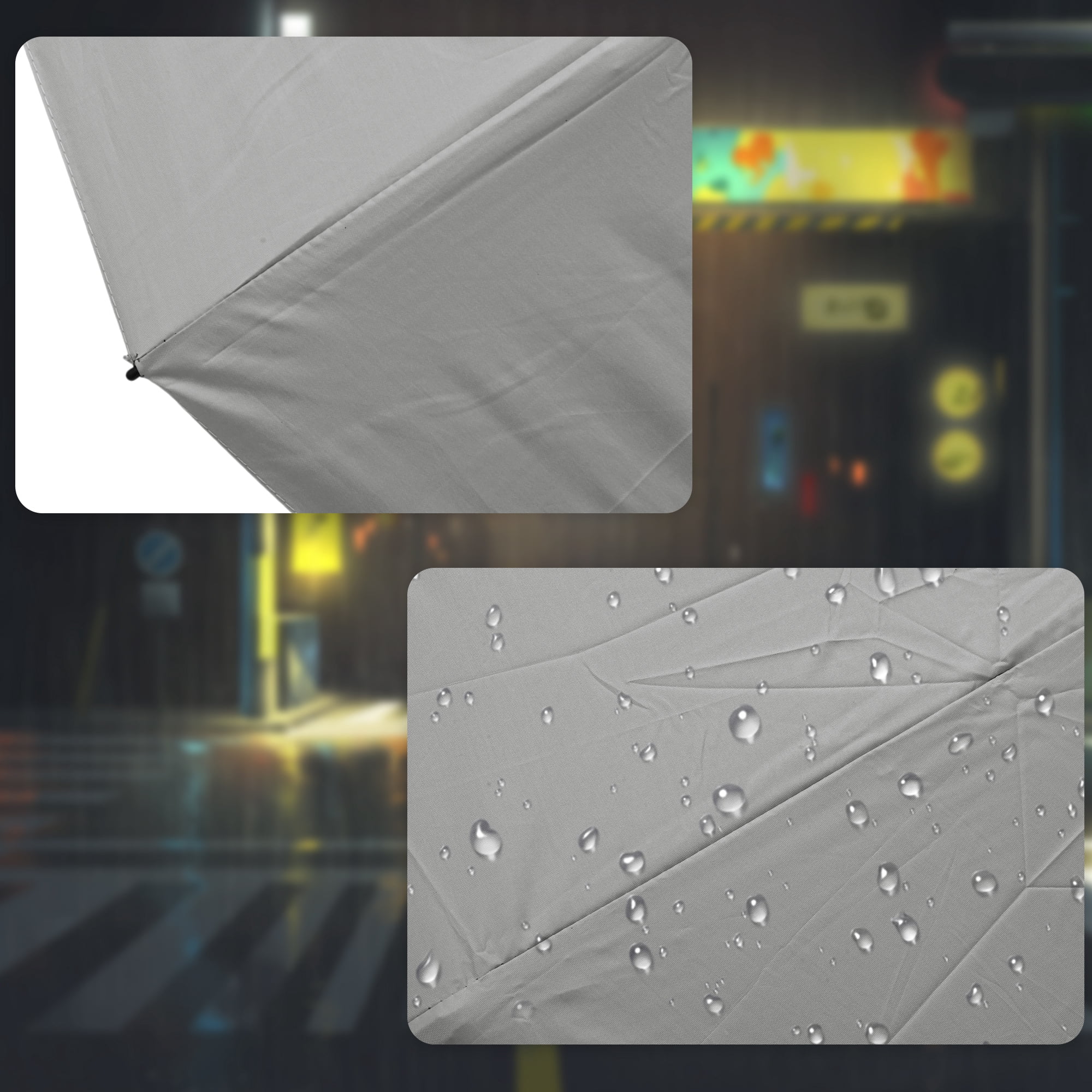 Unique Bargains Automatic Collapsible Windproof Folding Umbrella Light Gray