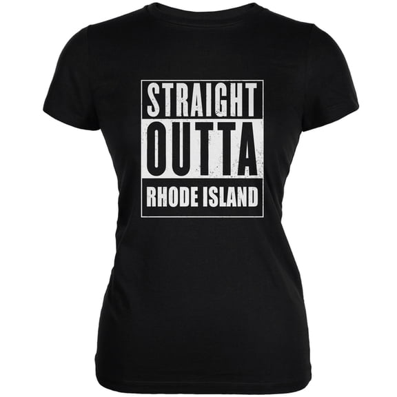 Straight Outta Rhode Island Black Juniors Soft T-Shirt - Medium