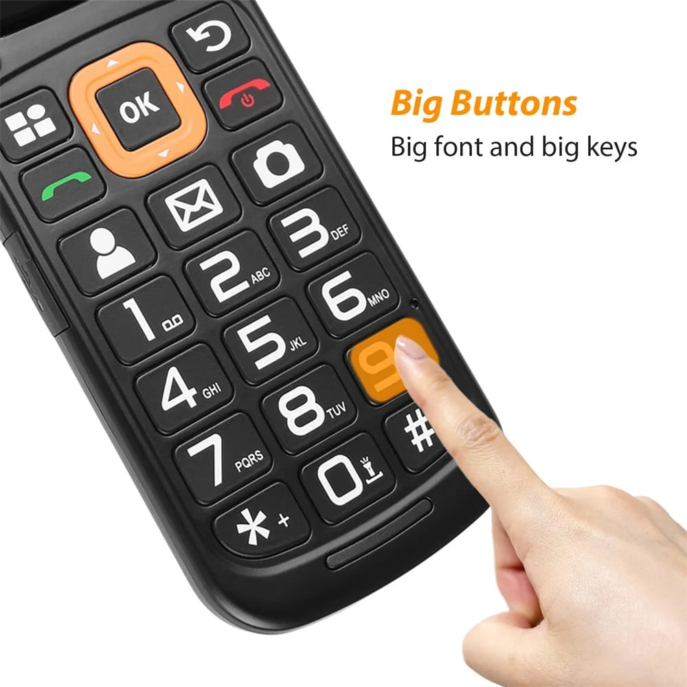 UNIWA V909T Dual Screen 2.8inches 4G Flip Cellphone Big Push-Button 2250mAh FM Radio Feature Phone for Elderly
