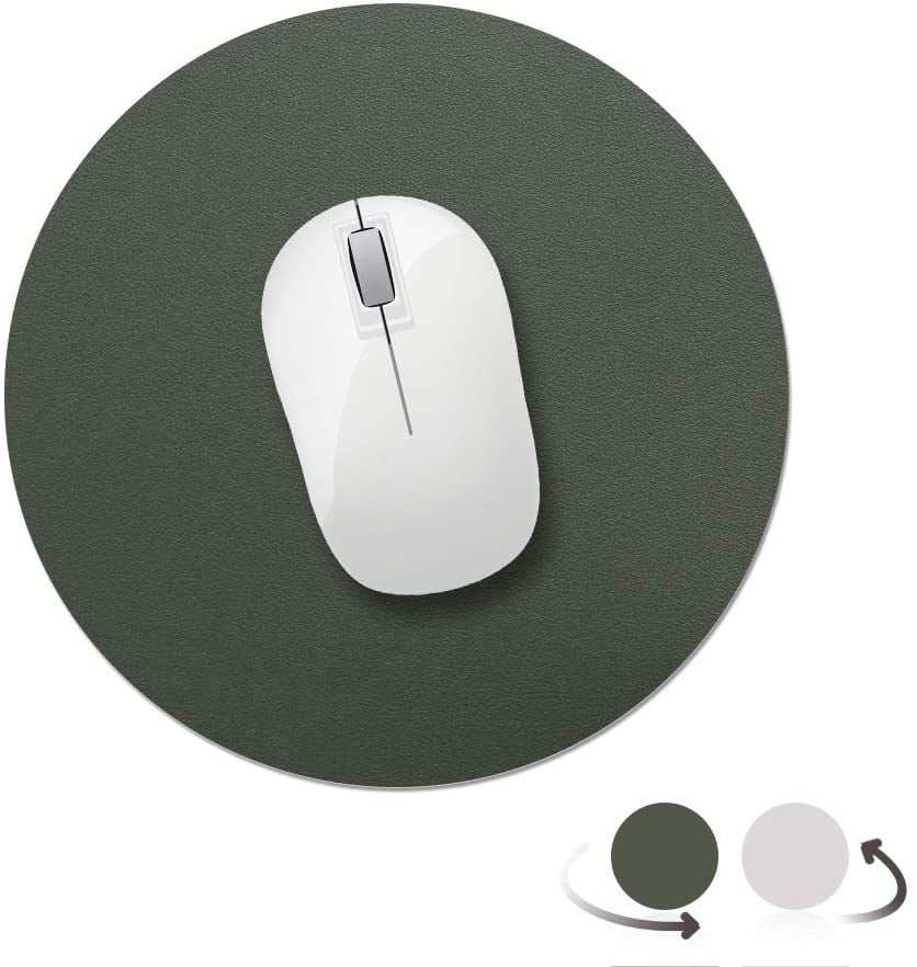 AtailorBird Round Mouse Pad Small DualSided Mat Waterproof PU Leather