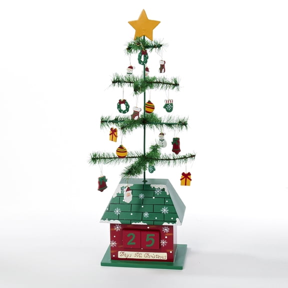 Kurt Adler 17” Green and Red Christmas Tree with Ornaments Days till Christmas Calendar