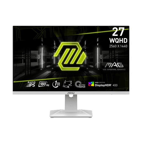 MSI 27" QHD 180Hz 1ms 16:9 Rapid IPS Tilt Swivel Height Pivot Adjustment Flat Gaming Monitor, MAG274QRFW