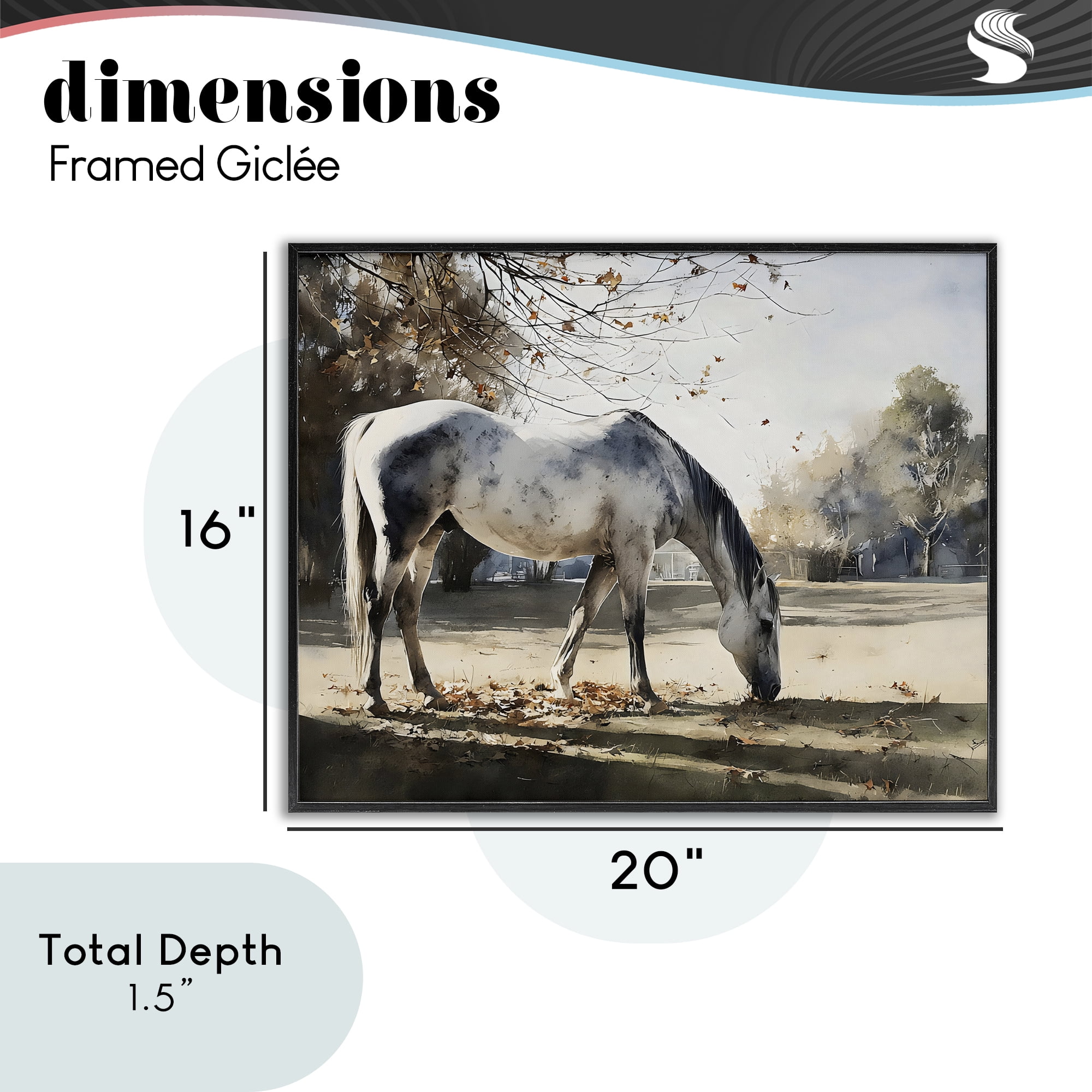 Stupell Industries Grey & White Mare Grazing Black Framed Giclee Art, design by Franklyn Gregory