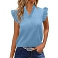 thumbnail image 2 of Taqqpue Women's Tank Tops Solid Color V Neck Ruffle Cap Sleeve Summer Blouse Shirts Loose Fit Plus Size Sleeveless T Shirts, 2 of 9