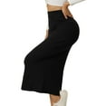 thumbnail image 4 of INSPIRE CHIC Women's Elastic High Waist Slit Hem Stretchy Classic Midi Skirts M Black, 4 of 6