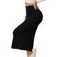 thumbnail image 4 of Faldas midi clásicas elásticas de cintura alta con abertura para mujeres INSPIRE CHIC XL negras, 4 of 6