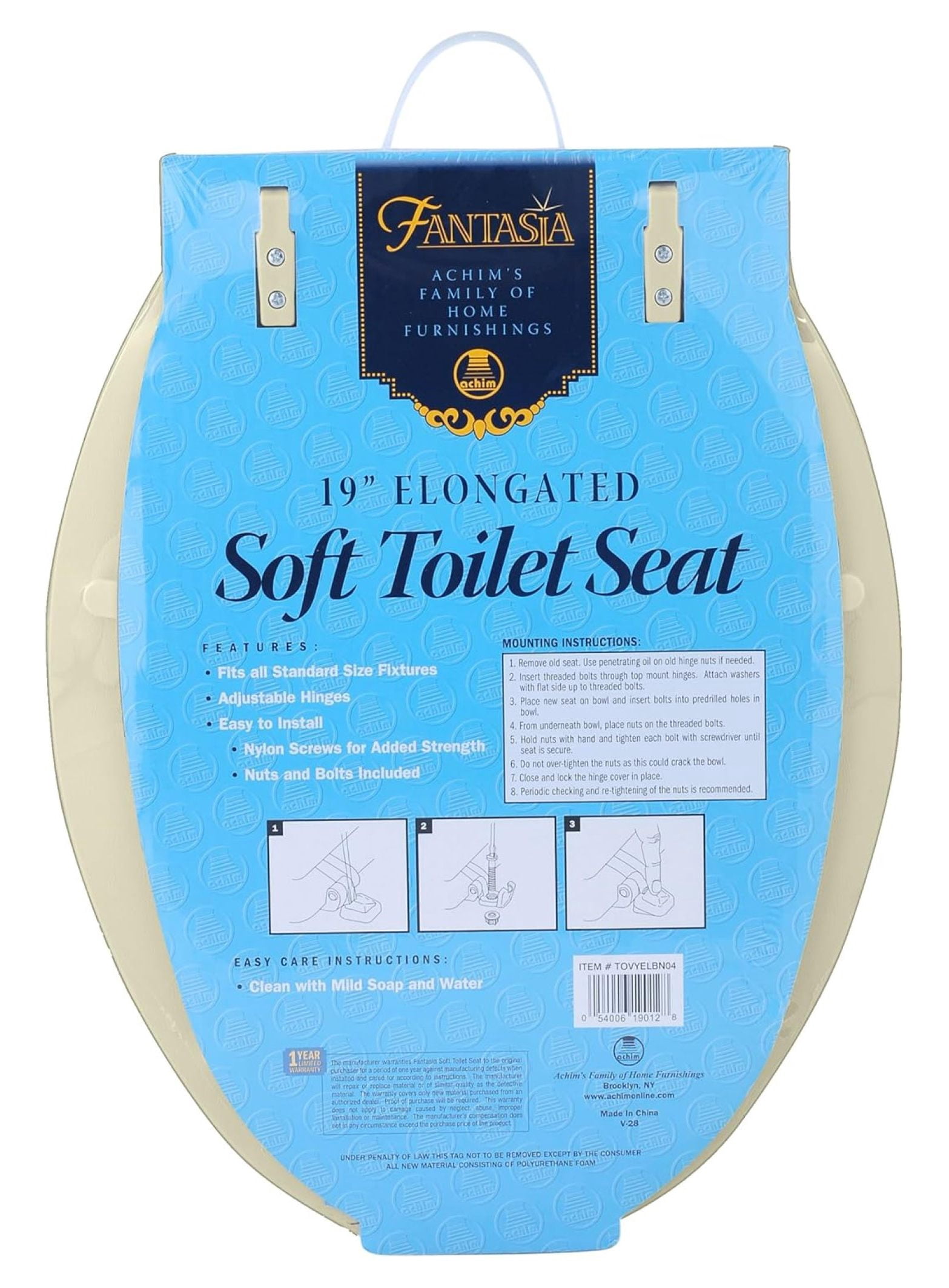 Adjustable Hinges Soft Elongated Toilet Seat, Vinyl Toilet Seats with Non Slip Grip Tight Bumpers, Oval Shape Heavy Duty Plastic Bathroom Toilet Seat Close Lid Set, Bone