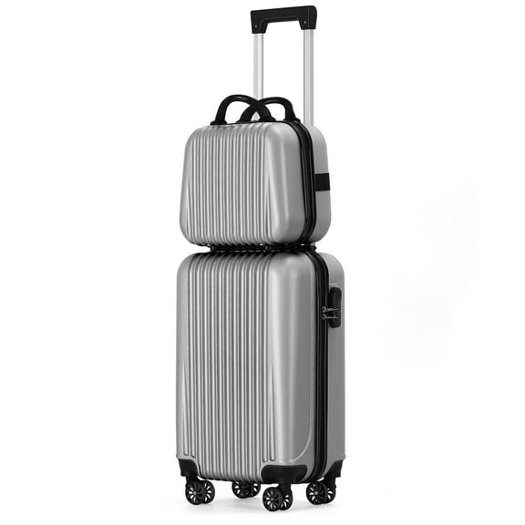 Vertical Stripe Luggage ABS 2-Piece Set (14" 20") Black