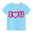 thumbnail image 1 of Pisexur Mode Mignon pour Tout-Petits Garçons Filles Couleur Unie Col Rond Saint-Valentin Imprimé Cœur Manches Courtes, 1 of 3