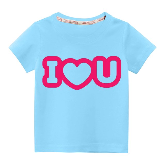 Pisexur Mode Mignon pour Tout-Petits Garçons Filles Couleur Unie Col Rond Saint-Valentin Imprimé Cœur Manches Courtes