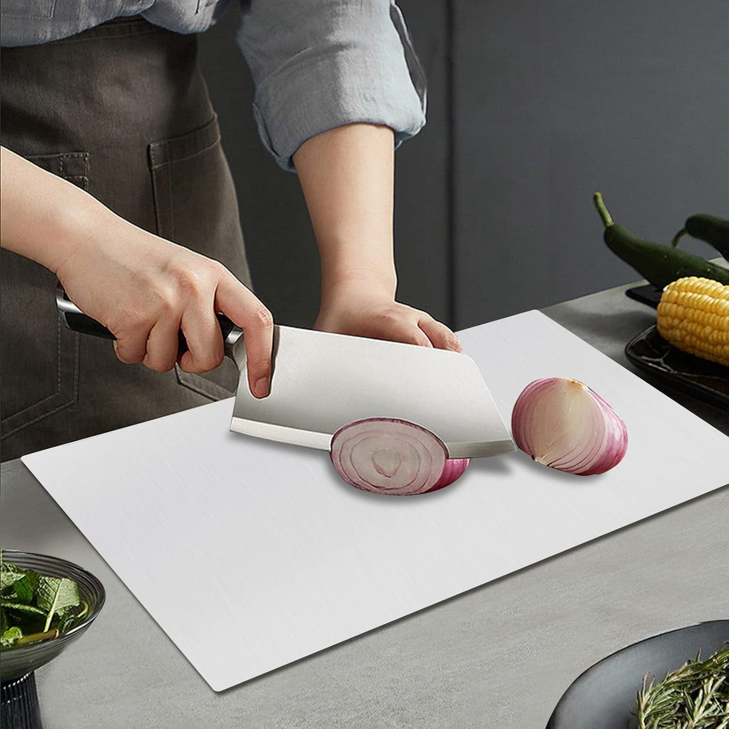 Cutting Boards, 27.6" X 19.7" Large 304 Stainless Steel Cutting Chopping Boards, Non Stick Thick Board for Kitchen, Pastry Board for Meat, Vegetables, Bread