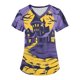 thumbnail image 1 of Blusas de trabajo de manga corta con cuello en V y bolsillos para mujer con estampado de Halloween, 1 of 3