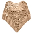 thumbnail image 4 of YTCAMLO Sequin Womens Tassels Poncho Top Dressy Hollow Out Shawl Capes for Party Festival See Through Cover Up Beachwear, 4 of 5