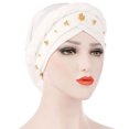 thumbnail image 3 of Bangcool Turban Couvre-Chef Torsadé Bonnet de Coton Couvre-Chef Couverture de Cheveux Wrap Sleep Hat, 3 of 4
