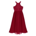 thumbnail image 4 of LiiYii Kids Girls Sleeveless Junior Bridesmaid Wedding Long Dress Party Princess Maxi Ball Gown Burgundy 8, 4 of 7
