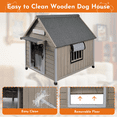 thumbnail image 5 of PETSCOSSET Wooden Dog House with Asphalt Roof ,Pet House with PVC Door Curtain and Window for outdoor, 30.5" L x 41" W x 39" H, Gray, 5 of 10