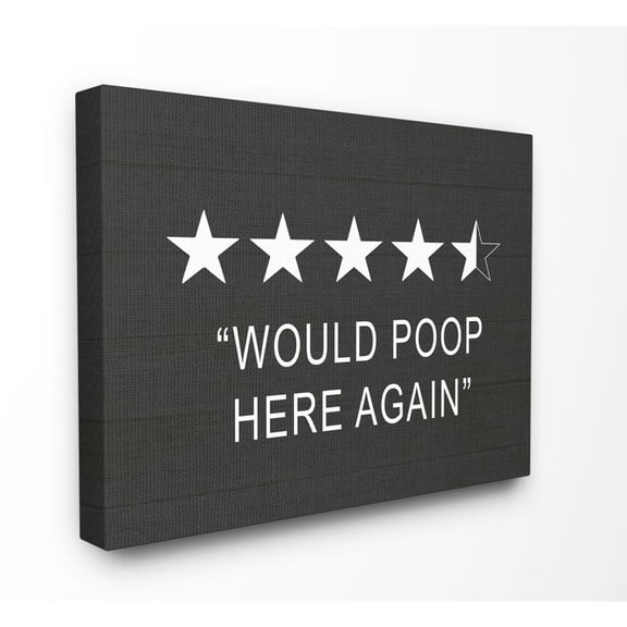 Stupell Industries Five Star Funny Word Bathroom Black And White Design Canvas Wall Art by Lettered and Lined