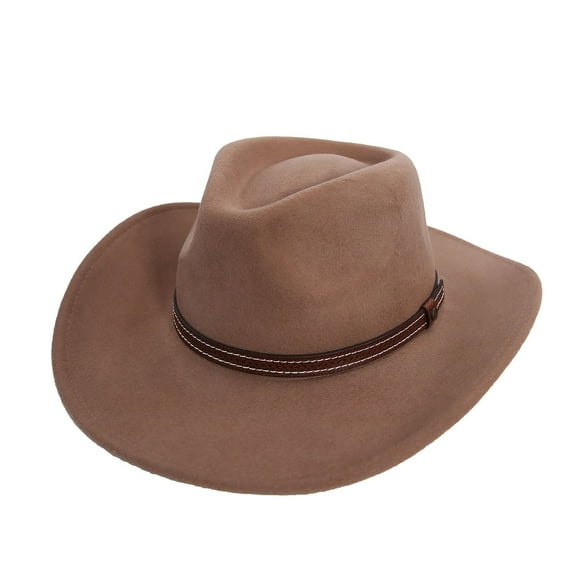 Rocky Wool Felt Cowboy Hat – Classic Western Fedora with Wide Brim, Windproof, UPF 50 for Men and Women