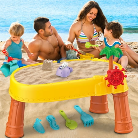 Huge Wave Sand Water Table Toys for Toddlers, Pond Activity Sensory Play Table Beach Summer Outdoor Toys for Toddlers
