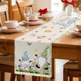 thumbnail image 5 of Happy Easter Table Runner - 48 Inch Long Green Blue Gnomes Bunny Flowers Striped Cotton and Linen Blended Dress Scarves Farmhouse Table Runner for Kitchen Dining, Coffee Table, 13" x 48", 5 of 8
