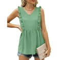 thumbnail image 6 of Kovlvoll Tops for Women V Neck Sleeveless Casual Solid Color Summer Lightweight Tank Top Shirts, 6 of 7