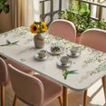 thumbnail image 3 of Watercolor Floral Table Cloths for 4 Foot Rectangle Tables, Spring Flowers Birds Plants Country Beige Patio Waterproof Elastic Fitted Tablecloths, Washable Rectangular Table Cover for Camping, 3 of 8
