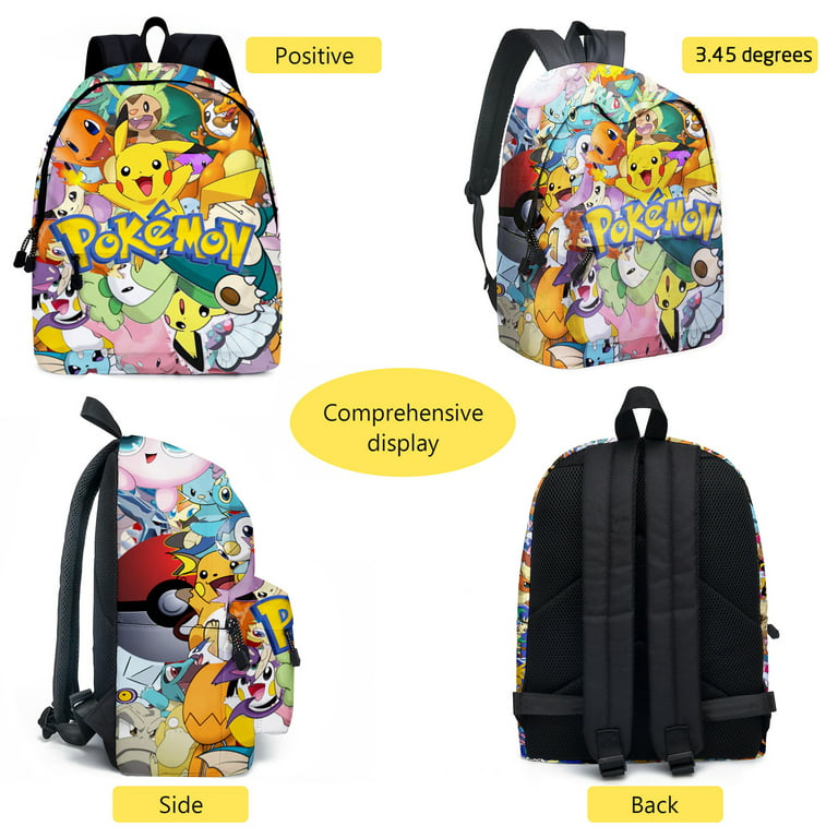 Unisex 15.7″ Pokemon Pikachu Backpack Cartoon Kawaii Schoolbag ...