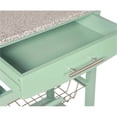 Linon Natalie Wood Granite Top Kitchen Island in Green